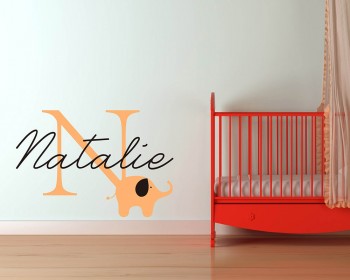 Elephant with Customized Name & Monogram  Wall Decal For Nursery Elephant with Customized Name & Monogram  Wall Decal For Nursery